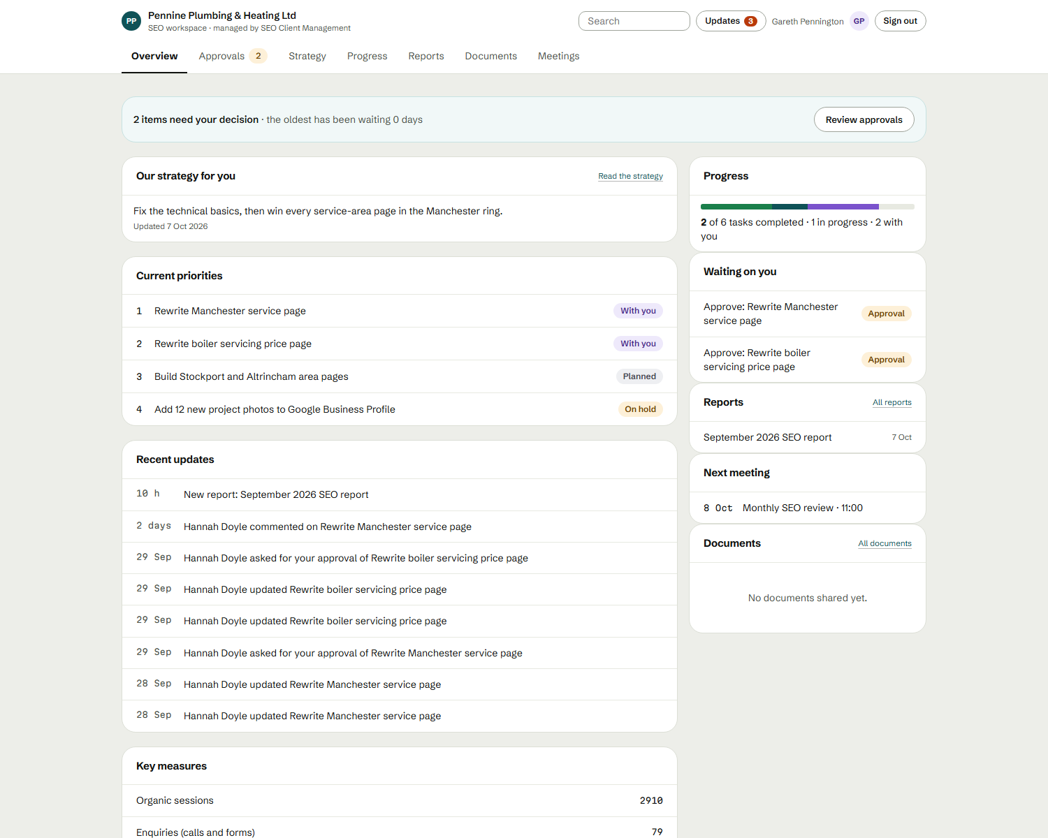The SEO Ops client portal